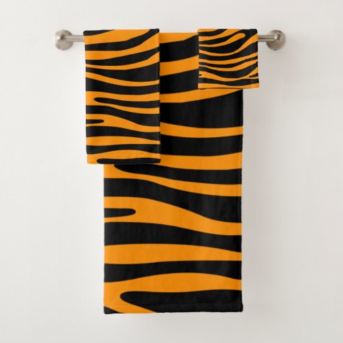 Princeton Orange Zebra Print Bath Towel Set