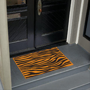 Princeton Orange Zebra Print Doormat