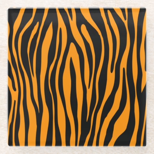 Princeton Orange Zebra Print Glass Coaster