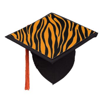 Princeton Orange Zebra Print Graduation Cap Topper by kahmier at Zazzle