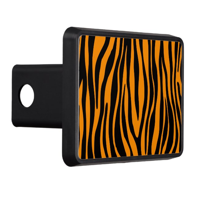 Princeton Orange Zebra Print Hitch Cover (Right)