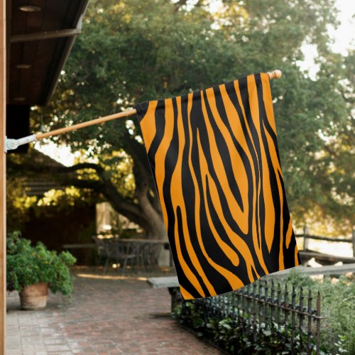 Princeton Orange Zebra Print House Flag