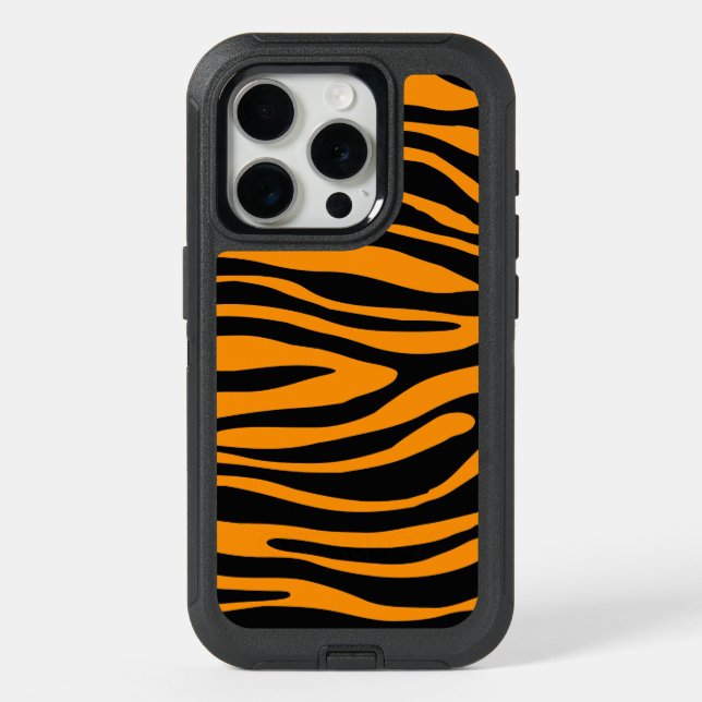 Princeton Orange Zebra Print iPhone 15 Pro Case (Back)
