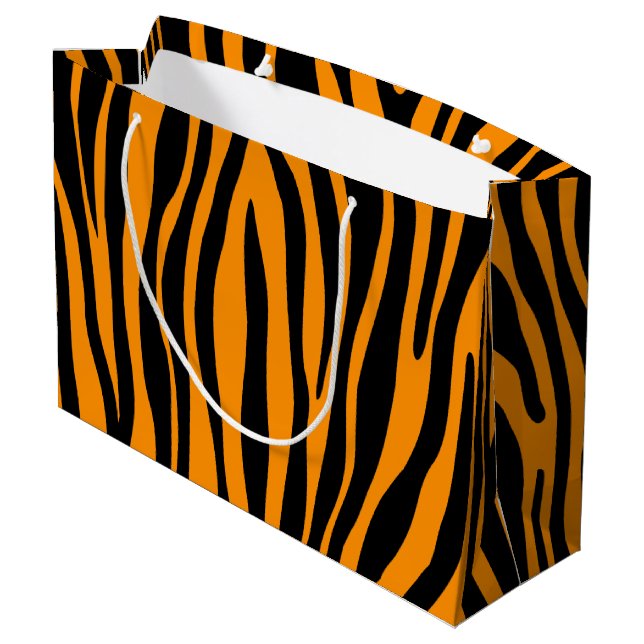 Princeton Orange Zebra Print Large Gift Bag (Back Angled)
