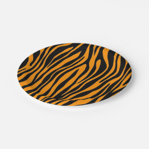 Princeton Orange Zebra Print Paper Plates