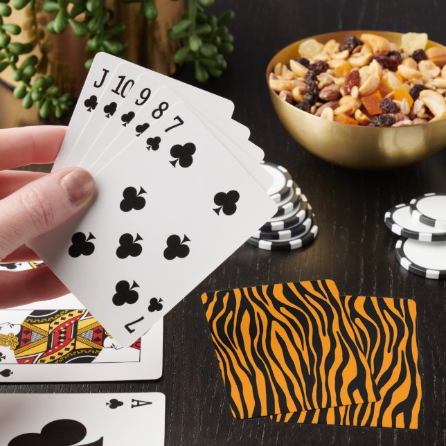Princeton Orange Zebra Print Poker Cards (In Situ)