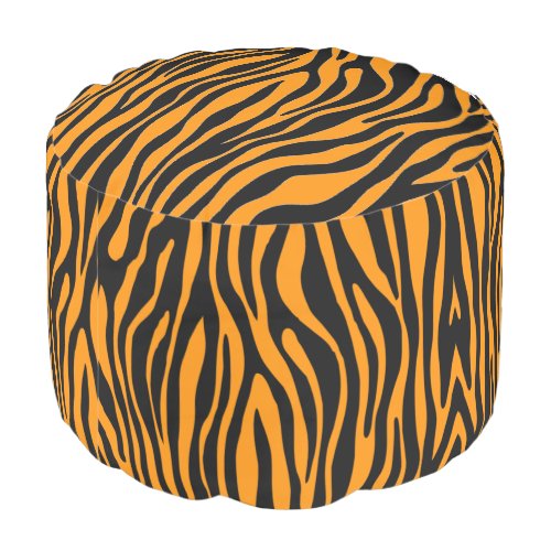 Princeton Orange Zebra Print Pouf