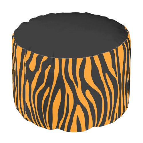 Princeton Orange Zebra Print Pouf