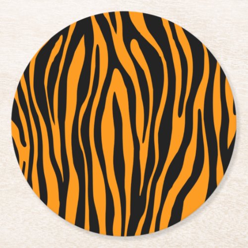 Princeton Orange Zebra Print Round Paper Coaster