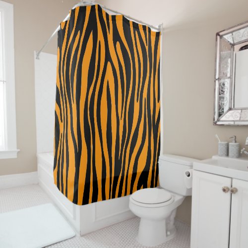 Princeton Orange Zebra Print Shower Curtain