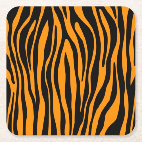 Princeton Orange Zebra Print Square Paper Coaster