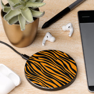 Princeton Orange Zebra Print Wireless Charger