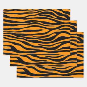 Princeton Orange Zebra Print Wrapping Paper Sheets