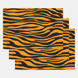 Princeton Orange Zebra Print Wrapping Paper Sheets