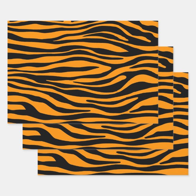 Princeton Orange Zebra Print Wrapping Paper Sheets (Set)