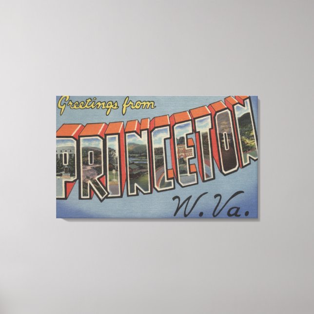 Princeton, West Virginia - Large Letter Scenes Canvas Print (Front)