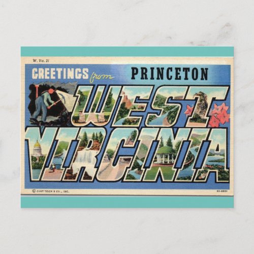 Princeton West Virginia vintage travel Postcard