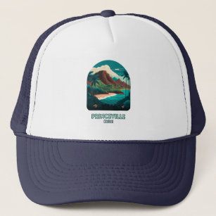 Princeville Kauai Hawaii Beach Mountains Retro Trucker Hat