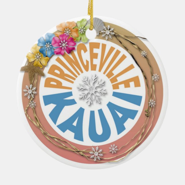 Princeville Kauai Hawaii hibiscus holiday ornament (Back)