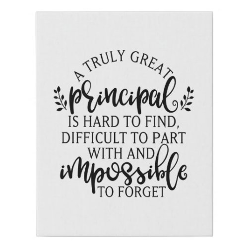 Principal Appreciation Day Ideas Faux Canvas Print