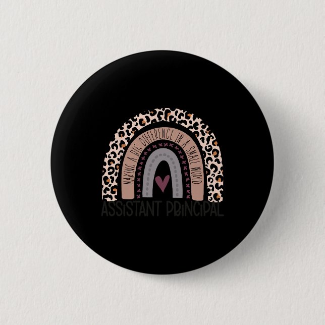 Principal Appreciation Leopard Print Rainbow  Button (Front)