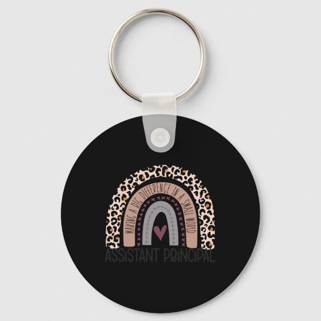 Principal Appreciation Leopard Print Rainbow  Keychain (Front)