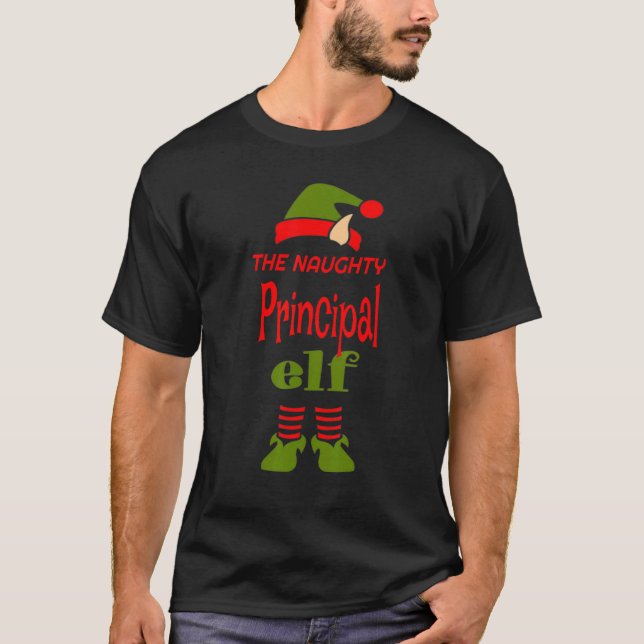PRINCIPAL Elf Naughty Christmas Matching Pajama Pa T-Shirt (Front)