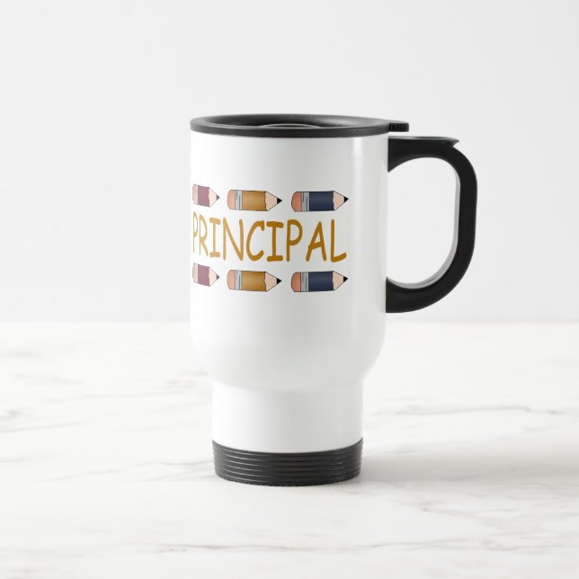 Principal Gift With Pencil Border Travel Mug (Right)