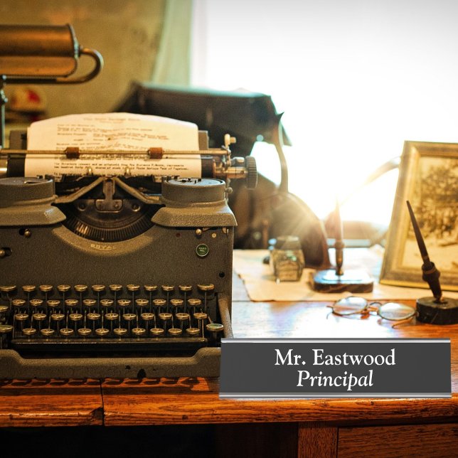 Principal In Black Desk Name Plate (Creator Uploaded)