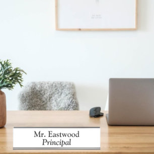 Principal In White  Desk Name Plate