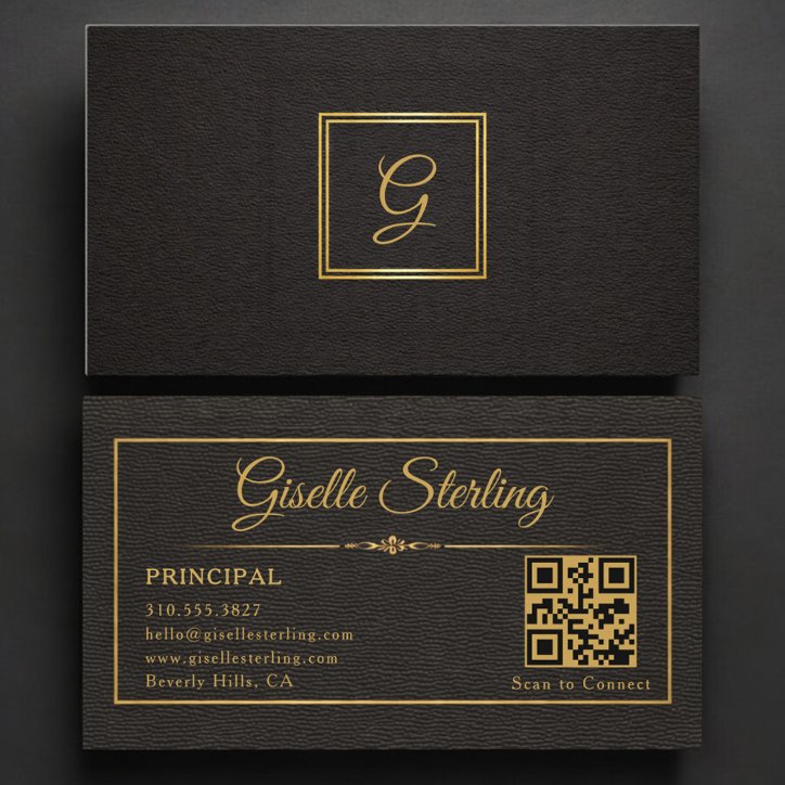 Principal Monogrammed QR Code Business Card