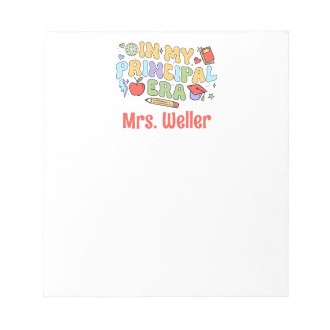 Principal Personalized Retro Back to school Era Notepad (Front)