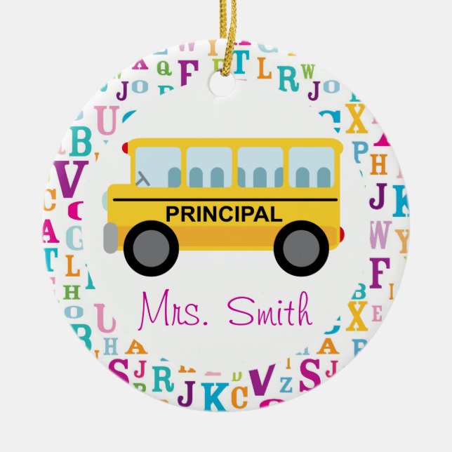 Principal Personalized School Bus Ornament Gift (Front)