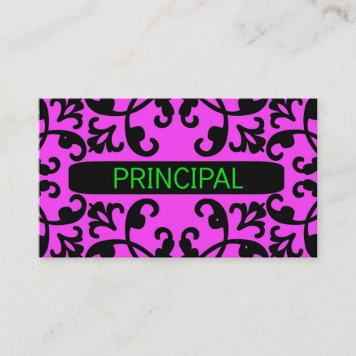 Principal Pink Damask Business Card