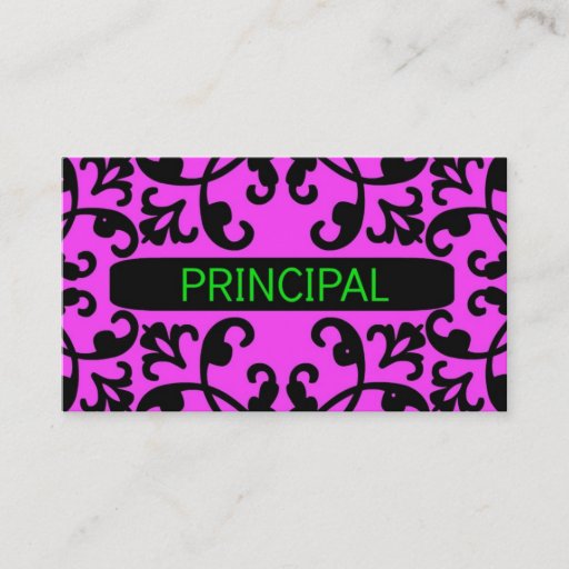 Customizable Principal Pink Damask Business Card