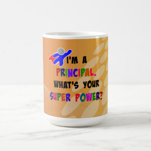 Principal Superhero Humor on Abstract Design Mug