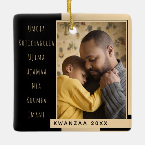 Principles Gold Black Photo Kwanzaa Ceramic Orname Ceramic Ornament