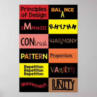 Principles of Design in Warm Colors Poster