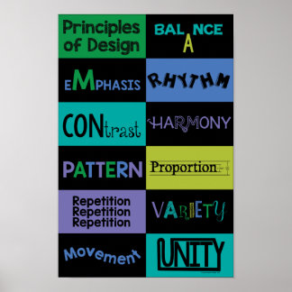 Principles of Design with Cool Colors Poster