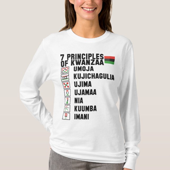 Principles of Kwanzaa Black Text  T-Shirt (Front)