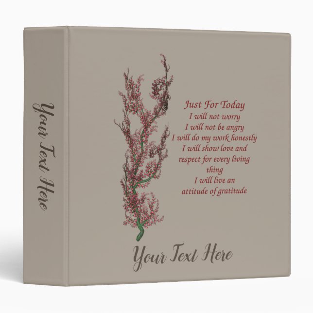Principles Of Reiki Just For Today Personalized 3 Ring Binder (Front/Spine)