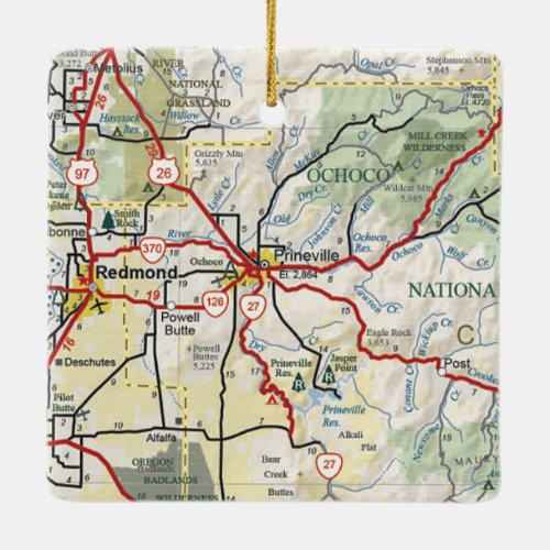 Prineville OR Vintage Map Ceramic Ornament