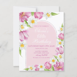 pring Colorful Flower Kids Birthday Postcard