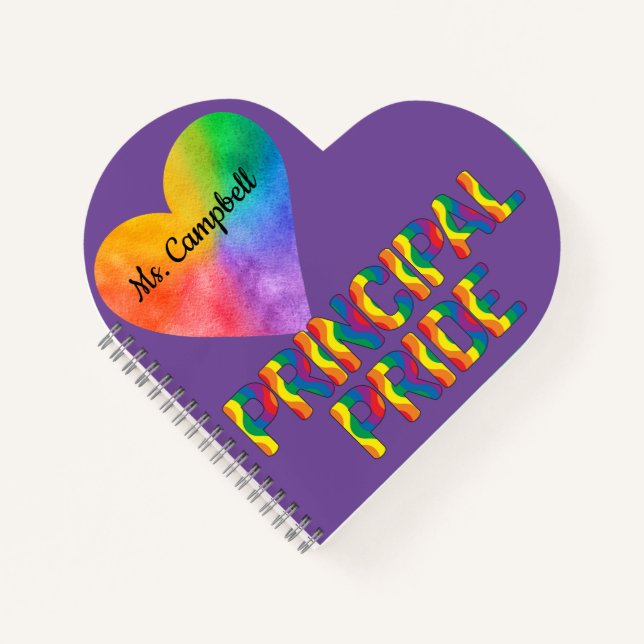 Prinicpal Pride Heart Shaped Notebook (Front)