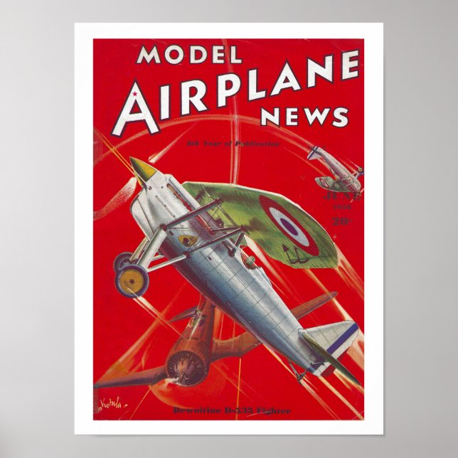 PRINT 1936 AIRPLANE MAG COVER ILLUSTRATION (Front)