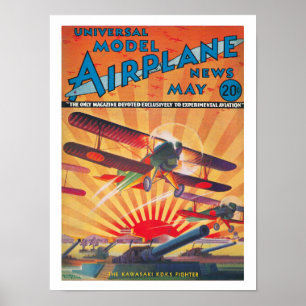 PRINT 1937 AIRPLANE MAG COVER ILLUSTRATION