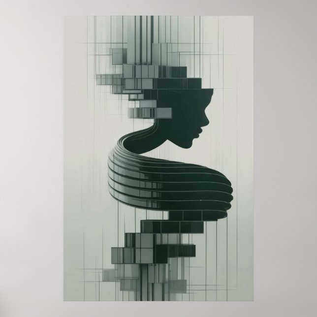 Print A modern abstract portrait blending feminine (Front)