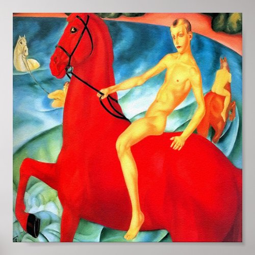 Print Bathing the Red Horse Poster