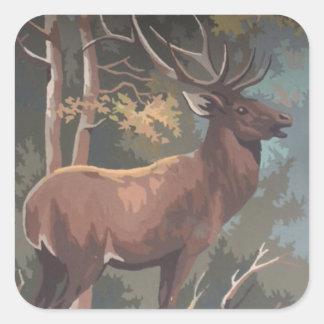 Print by number elk square sticker