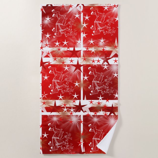 Print,custom,template,red,modern,christmas,fun, Beach Towel (Front)